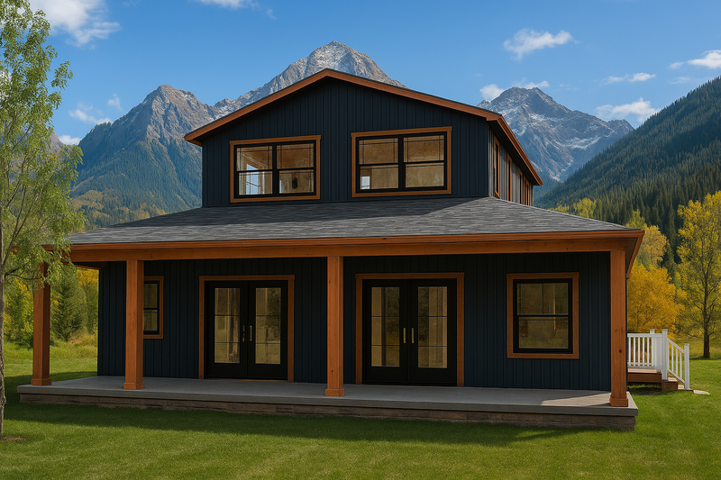 House Blueprint - Exterior - Rear Elevation for Barndominium House Plan #1115-1 - 4 bed, 3 bath