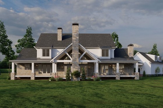 Exterior - Rear Elevation for Farmhouse House Plan #923-377 - 4 bed, 3.5 bath