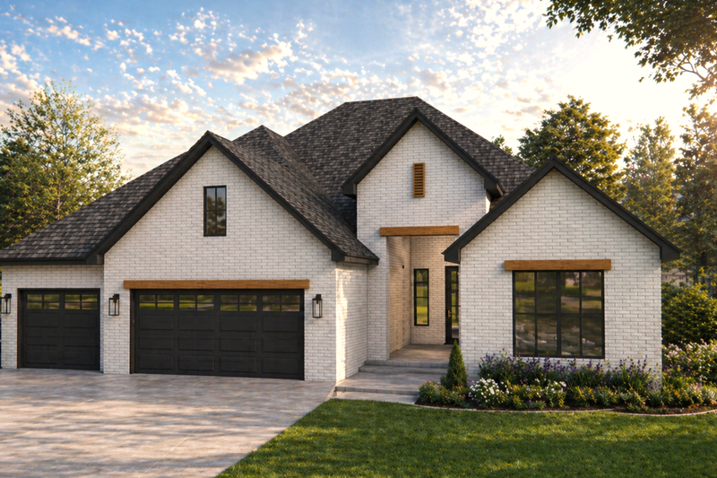 House Blueprint - Exterior - Front Elevation 3 for Contemporary House Plan #1119-14 - 3 bed, 2 bath
