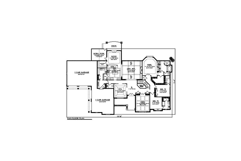 Home Plan - Floor Plan - Main Floor for Cottage House Plan #70-1553 - 5 bed, 4.5 bath