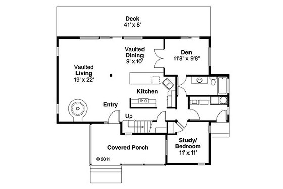 Floor Plan - Main Floor for Contemporary House Plan #124-388 - 2 bed, 2 bath