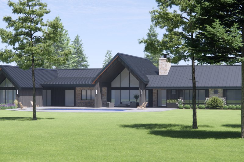 House Design - Exterior - Rear Elevation 2 for Modern House Plan #1096-48 - 4 bed, 3.5 bath
