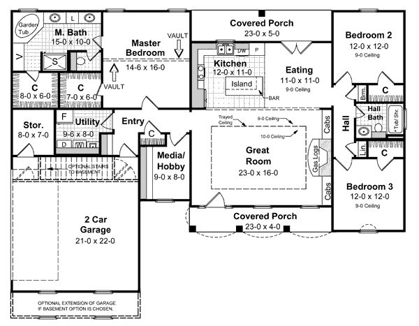 Home Plan - Southern Floor Plan - Main Floor Plan #21-124