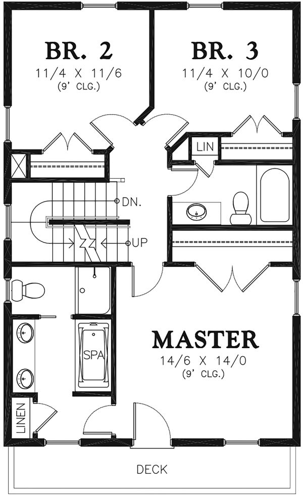 Architectural House Design - Traditional Floor Plan - Upper Floor Plan #48-965
