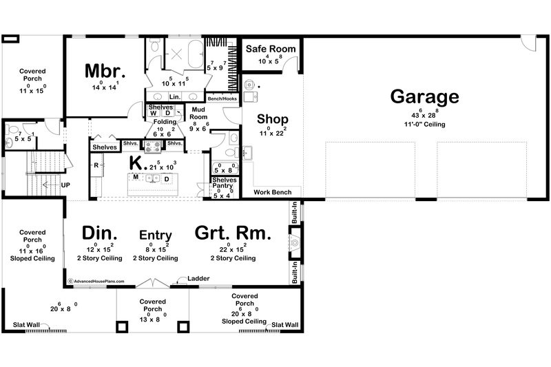 Architectural House Design - Floor Plan - Main Floor for Barndominium House Plan #455-380 - 3 bed, 3.5 bath