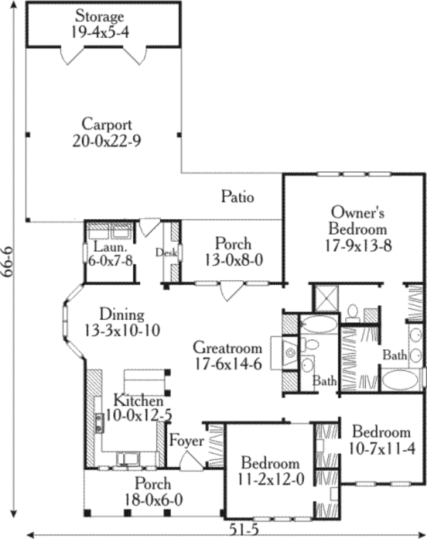 Architectural House Design - Country Floor Plan - Main Floor Plan #406-266