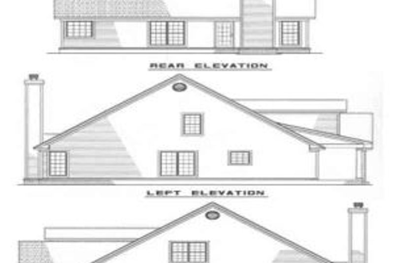House Blueprint - Exterior - Rear Elevation for Southern House Plan #17-257 - 3 bed, 2.5 bath