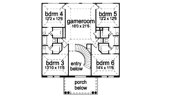Colonial Floor Plan - Upper Floor Plan #84-433