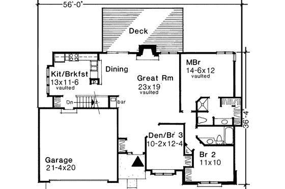 Floor Plan - Main Floor for Traditional House Plan #320-125 - 3 bed, 2 bath