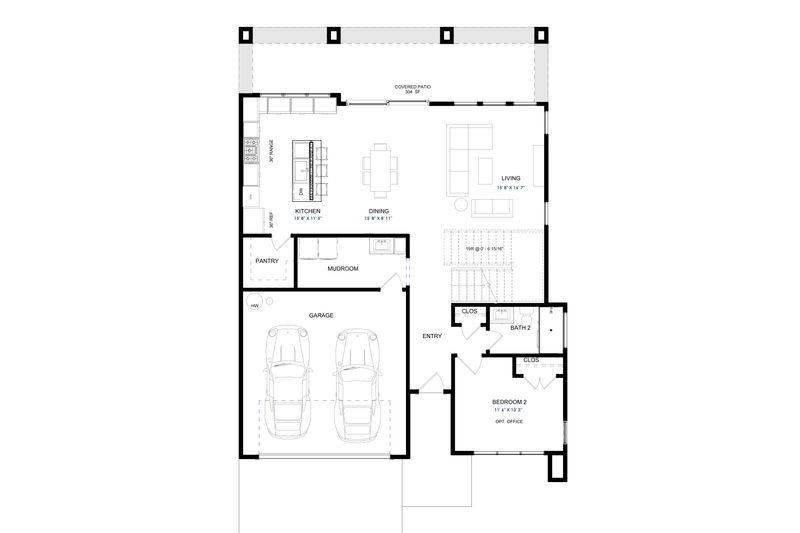 Home Plan - Floor Plan - Main Floor for Contemporary House Plan #1129-10 - 4 bed, 3 bath