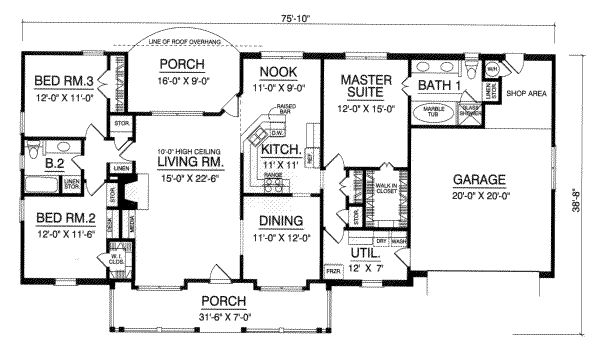House Plan Design - Southern Floor Plan - Main Floor Plan #40-331
