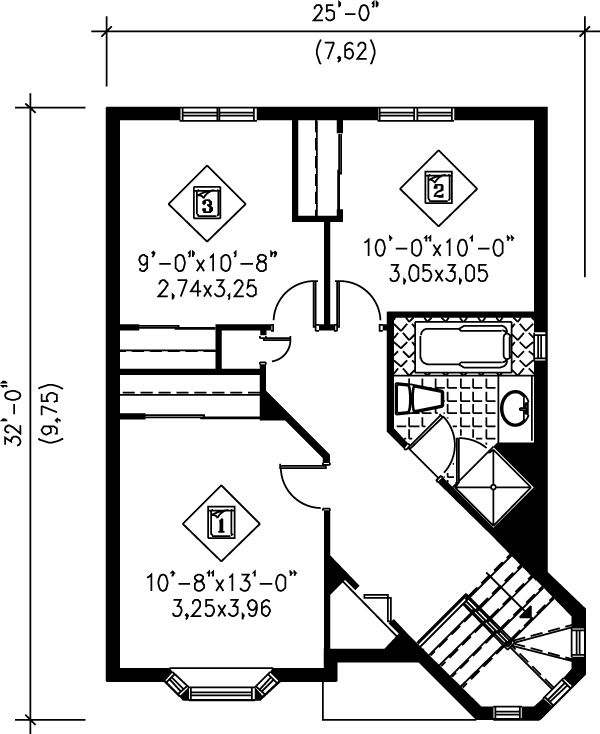 Architectural House Design - Victorian Floor Plan - Upper Floor Plan #25-2029