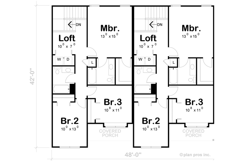 Architectural House Design - Floor Plan - Upper Floor for Farmhouse House Plan #20-2570 - 3 bed, 2.5 bath
