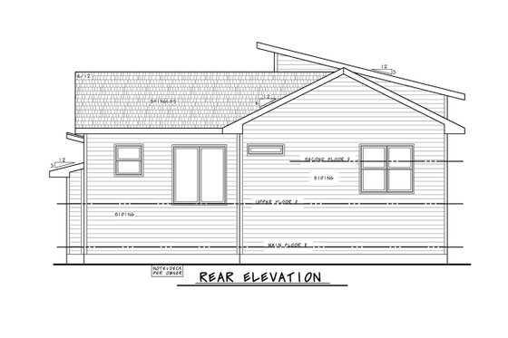 Exterior - Rear Elevation for Contemporary House Plan #20-2519 - 3 bed, 2.5 bath