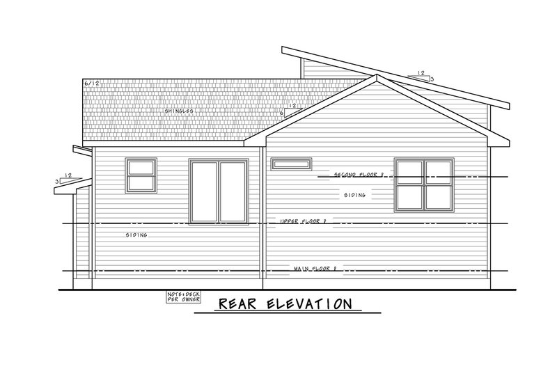 House Blueprint - Exterior - Rear Elevation for Contemporary House Plan #20-2519 - 3 bed, 2.5 bath