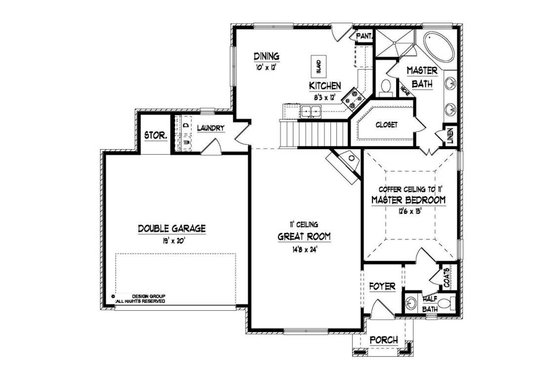Floor Plan - Main Floor for Traditional House Plan #424-278 - 3 bed, 2.5 bath