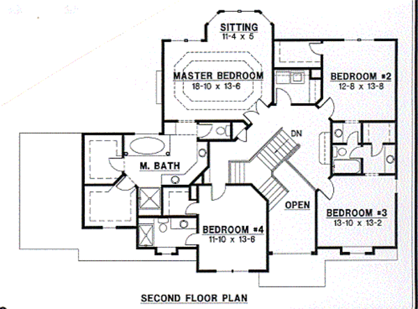 European Floor Plan - Upper Floor Plan #67-188