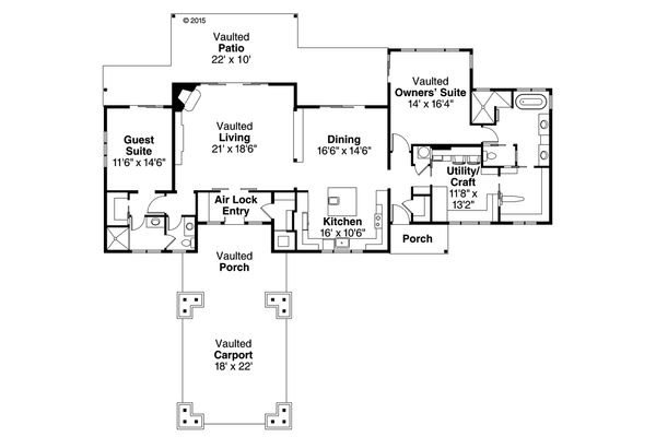 Architectural House Design - Craftsman Floor Plan - Main Floor Plan #124-1005