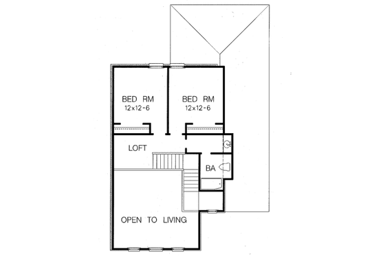 Floor Plan - Upper Floor for Southern House Plan #15-243 - 3 bed, 2.5 bath
