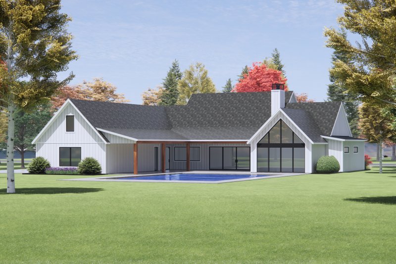 House Design - Exterior - Rear Elevation for Farmhouse House Plan #1096-33 - 4 bed, 4.5 bath