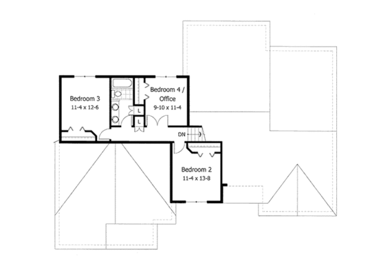 Floor Plan - Upper Floor for Tudor House Plan #51-127 - 4 bed, 2.5 bath