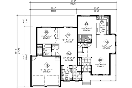 Floor Plan - Main Floor for Farmhouse House Plan #25-302 - 4 bed, 2.5 bath