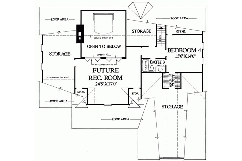 Home Plan - Floor Plan - Upper Floor for Southern House Plan #137-181 - 3 bed, 2 bath