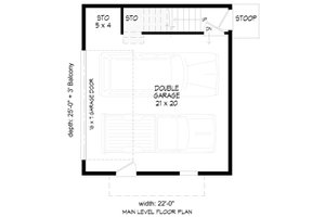 Floor Plan - Main Floor for Contemporary House Plan #932-1222, 1 bath