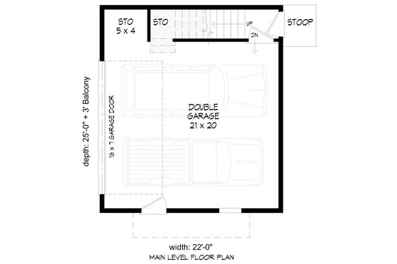 Floor Plan - Main Floor for Contemporary House Plan #932-1222, 1 bath