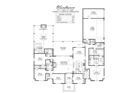 Floor Plan - Main Floor for European House Plan #1074-70 - 4 bed, 3.5 bath