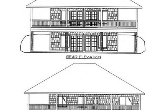 Exterior - Rear Elevation for Traditional House Plan #117-245 - 3 bed, 3 bath