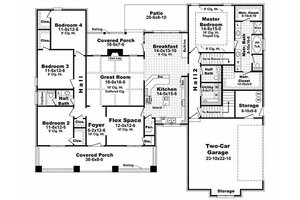 Floor Plan - Main Floor for Craftsman House Plan #21-308 - 4 bed, 2.5 bath