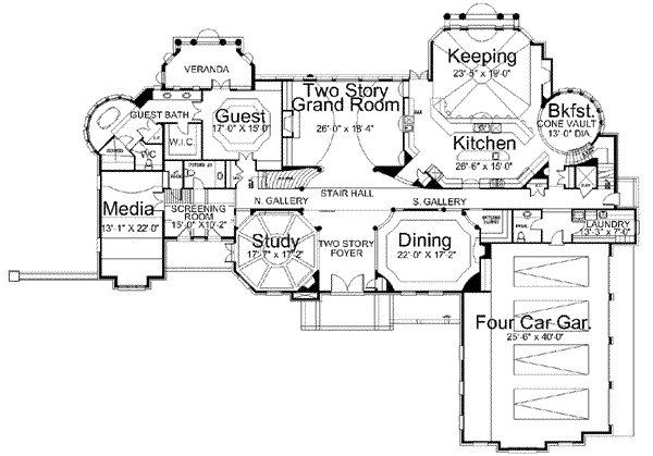 House Blueprint - European Floor Plan - Main Floor Plan #119-211