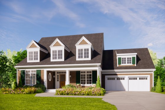Exterior - Front Elevation for Traditional House Plan #901-2 - 3 bed, 2.5 bath