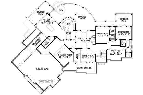 Floor Plan - Lower Floor for Craftsman House Plan #54-489 - 3 bed, 4.5 bath