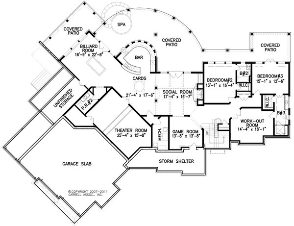 House Blueprint - Craftsman Floor Plan - Lower Floor Plan #54-489