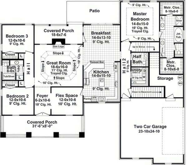 House Blueprint - Country Floor Plan - Main Floor Plan #21-535