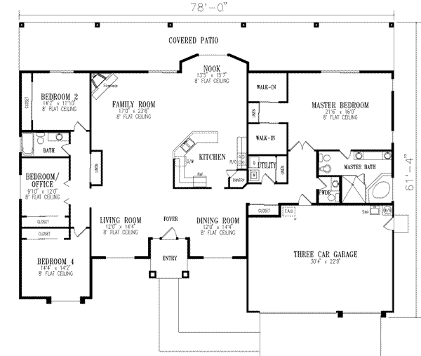 Ranch Floor Plan - Main Floor Plan #1-702