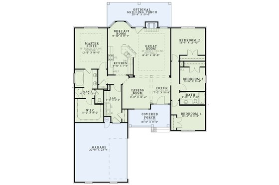 Floor Plan - Main Floor for Traditional House Plan #17-2887 - 4 bed, 2 bath