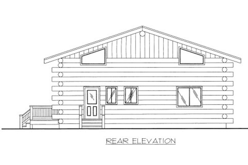 House Blueprint - Exterior - Rear Elevation for Log House Plan #117-597 - 1 bed, 2 bath