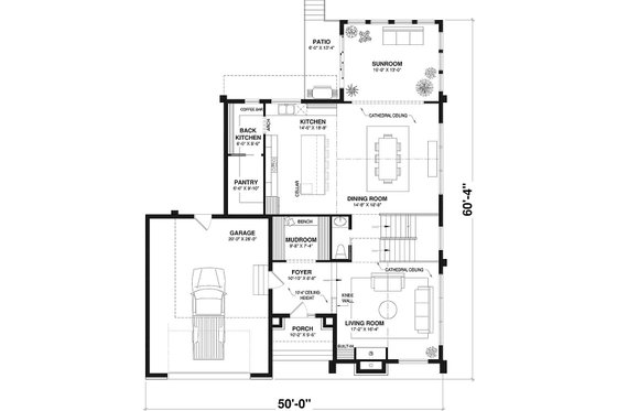 Floor Plan - Main Floor for European House Plan #23-2819 - 3 bed, 2.5 bath