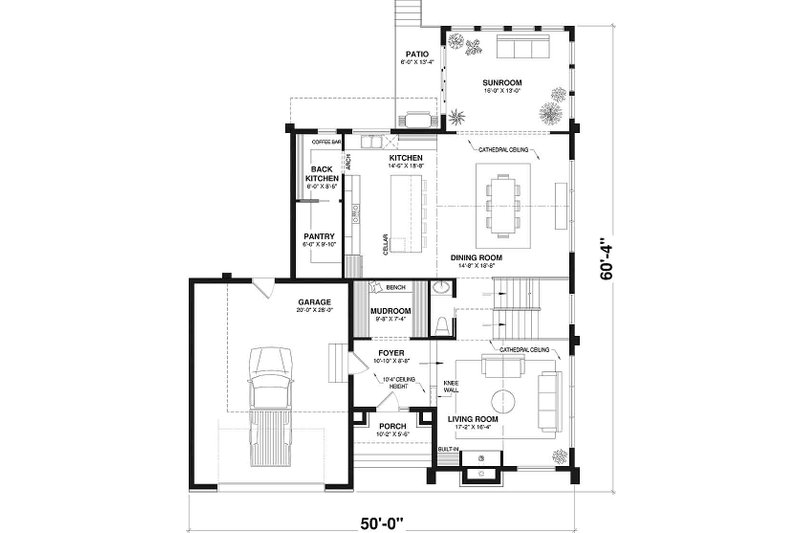 House Blueprint - Floor Plan - Main Floor for European House Plan #23-2819 - 3 bed, 2.5 bath