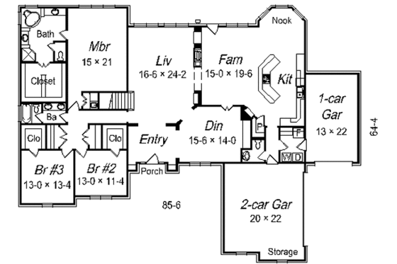 Floor Plan - Main Floor for European House Plan #329-308 - 5 bed, 3.5 bath