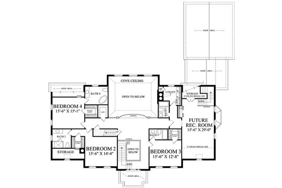Floor Plan - Upper Floor for Classical House Plan #137-397 - 4 bed, 4 bath