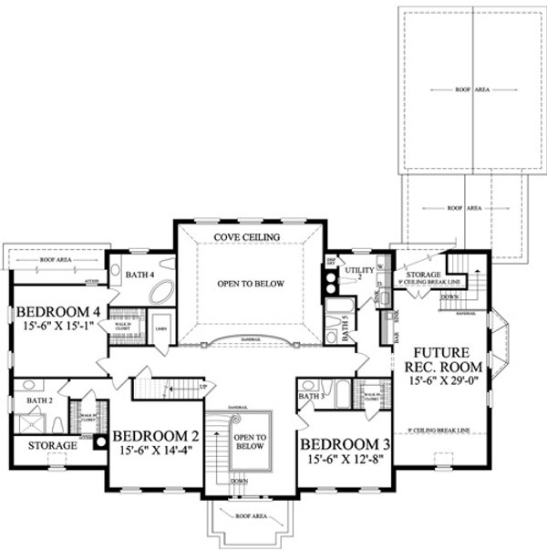 House Blueprint - Classical Floor Plan - Upper Floor Plan #137-397