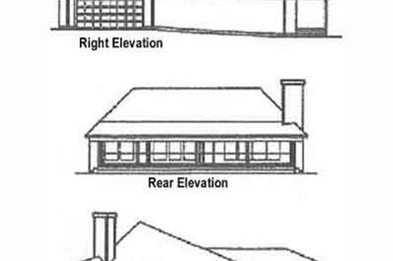 Exterior - Rear Elevation for Ranch House Plan #60-622 - 2 bed, 2 bath