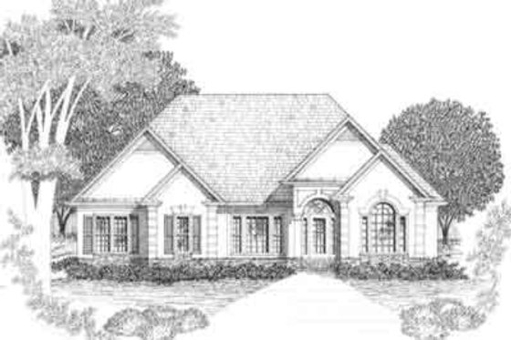 Exterior - Front Elevation for European House Plan #129-136 - 3 bed, 2.5 bath