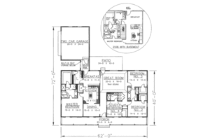 Floor Plan - Main Floor for Southern House Plan #44-106 - 4 bed, 3 bath