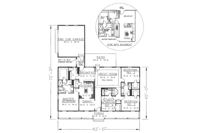 Dream House Plan - Floor Plan - Main Floor for Southern House Plan #44-106 - 4 bed, 3 bath