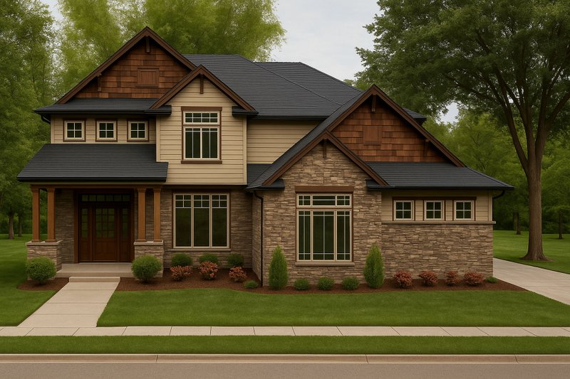 House Blueprint - Craftsman Exterior - Front Elevation Plan #20-2152